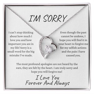 I'm Sorry I Love You | Forever Love Necklace Gift for Her Mom Girlfriend Apology Card