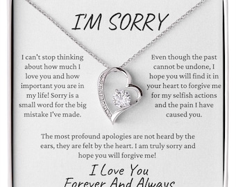 I'm Sorry I Love You | Forever Love Necklace Gift for Her Mom Girlfriend Apology Card