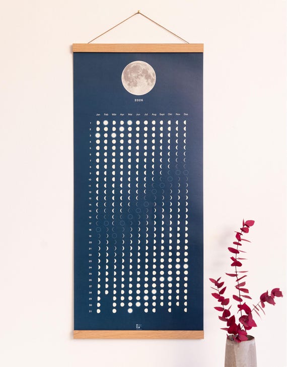 Mondphasenkalender, Mondkalender-Poster 2026