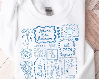 Custom Future Mrs Sweatshirt Engagement Gift for Her Personalized Name Engaged Bride to Be Bridal Shower Crewneck New Wife Fiancee Sweater