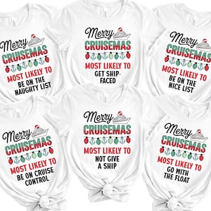 Most Likely To Christmas Cruise Shirt Merry Cruisemas 2025 Family Vacation Funny Matching Group Caribbean Cruising Tee Holiday Trip T-shirts