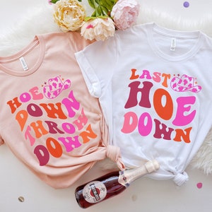 Last Hoe Down Bachelorette Shirt Nashville, Retro Bachelorette Party Shirt Funny, Last Rodeo Cowgirl Country Bach Party, Western Bridesmaid