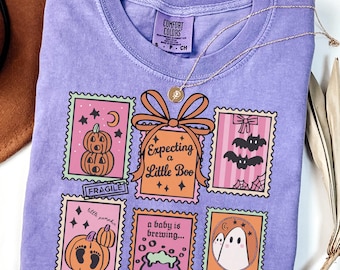 Halloween Pregnancy Announcement Shirt Funny Maternity TShirt Spooky Mom to Be Baby Shower Gift Ghost Pregnant T-shirt Comfort Colors Reveal