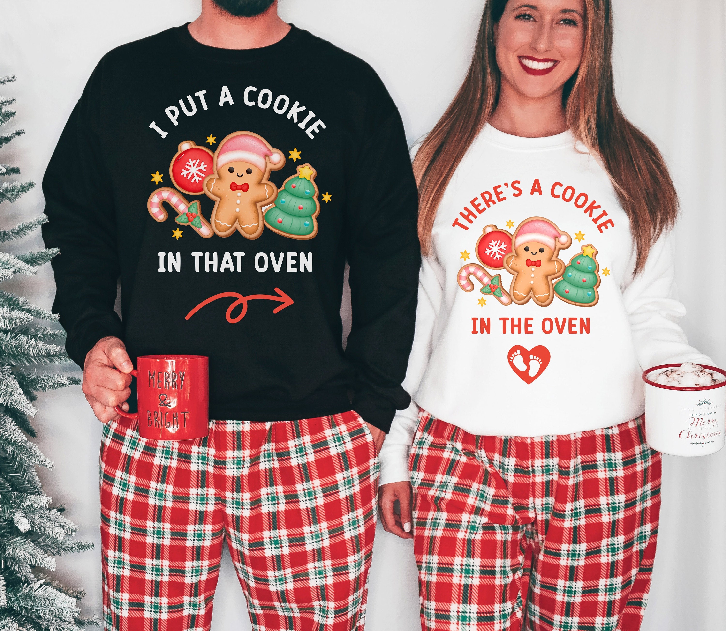 Matching Pregnancy Announcement Shirt for Couples Christmas Pregnancy Announcement Sweatshirt Mom and Dad Baby Pregnant Maternity Sweatshirt