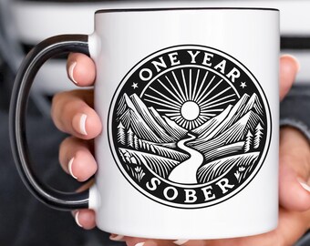 One Year Sober Gift Sobriety Gift for Women Men Sober Gift for Mom Dad Sober Mug One Year Sober Anniversary Gift Cute AA Gift 1 5 10 Years