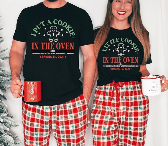 Couples Christmas Pregnancy Announcement Shirt Christmas Baby Announcement Tshirt Funny Matching Couples Pajamas Pregnancy Reveal Maternity Etsy