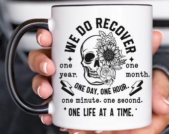 We Do Recover Sobriety Gift for Women Men Sober Gift for Mom Sober Mug One Year Sober Anniversary Cute One Year Sober AA Gift 1 5 10 Years