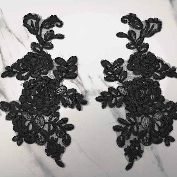 Black Lace Applique Etsy