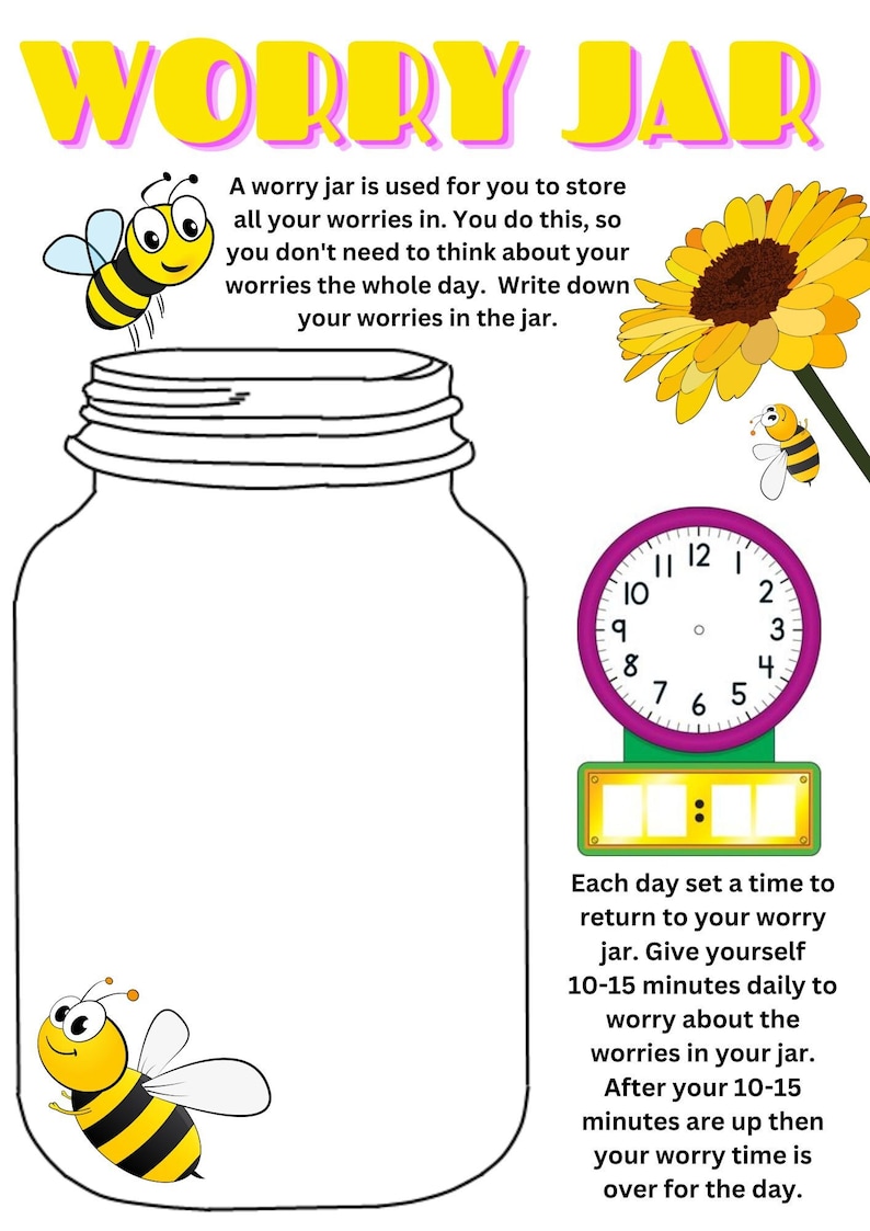 Worry Jar, Kids Worry Jar, Teens Worry Jar, Homeschool Worksheet ...