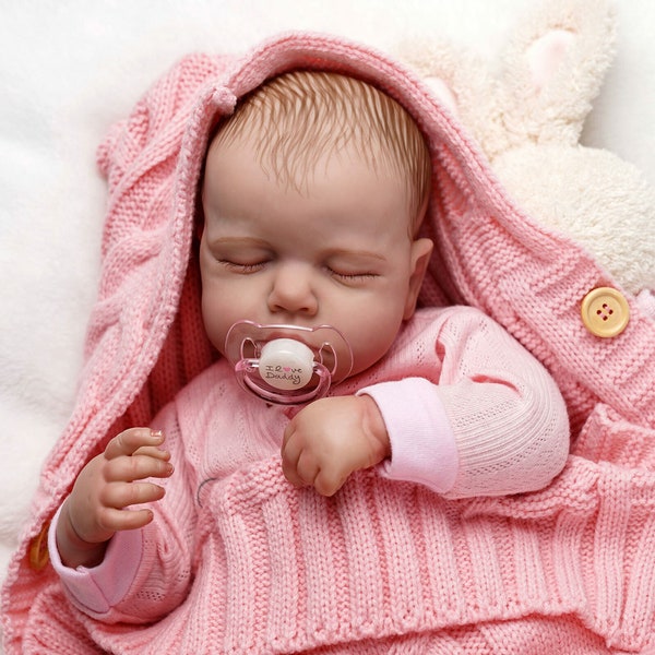 Handmade 20'' Lifelike Reborn Baby Dolls LouLou Realistic Sleeping Newborn Girl Doll Gift