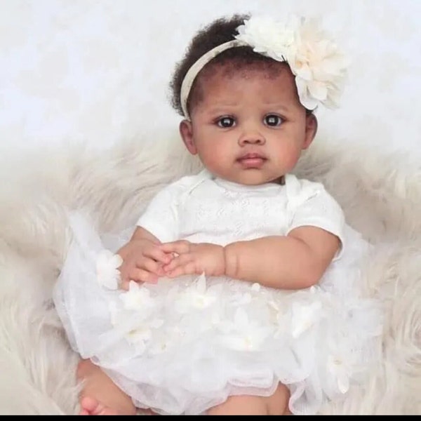 24 in Anano Reborn Baby Dolls Black Girl  Reborn Fake Baby Dolls African American Doll