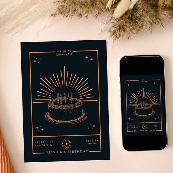 Editable Tarot Card Birthday Party Invitation | Mystical Birthday Invite | Mystical Party Evite | Instant Download edit with Canva