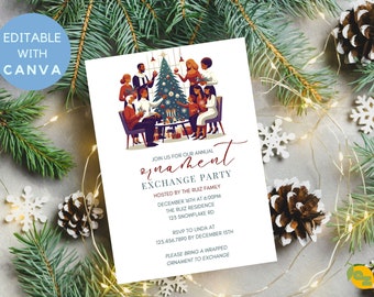 Ornament Christmas Party Invitation | Editable Holiday Ornament Exchange Invitation Template | Ornament Christmas Canva Template
