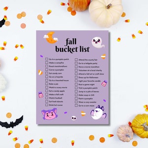 Purple Fall Bucket List Themed Halloween Bucket List Printable for Family for Fall Fun Things to Do In Fall