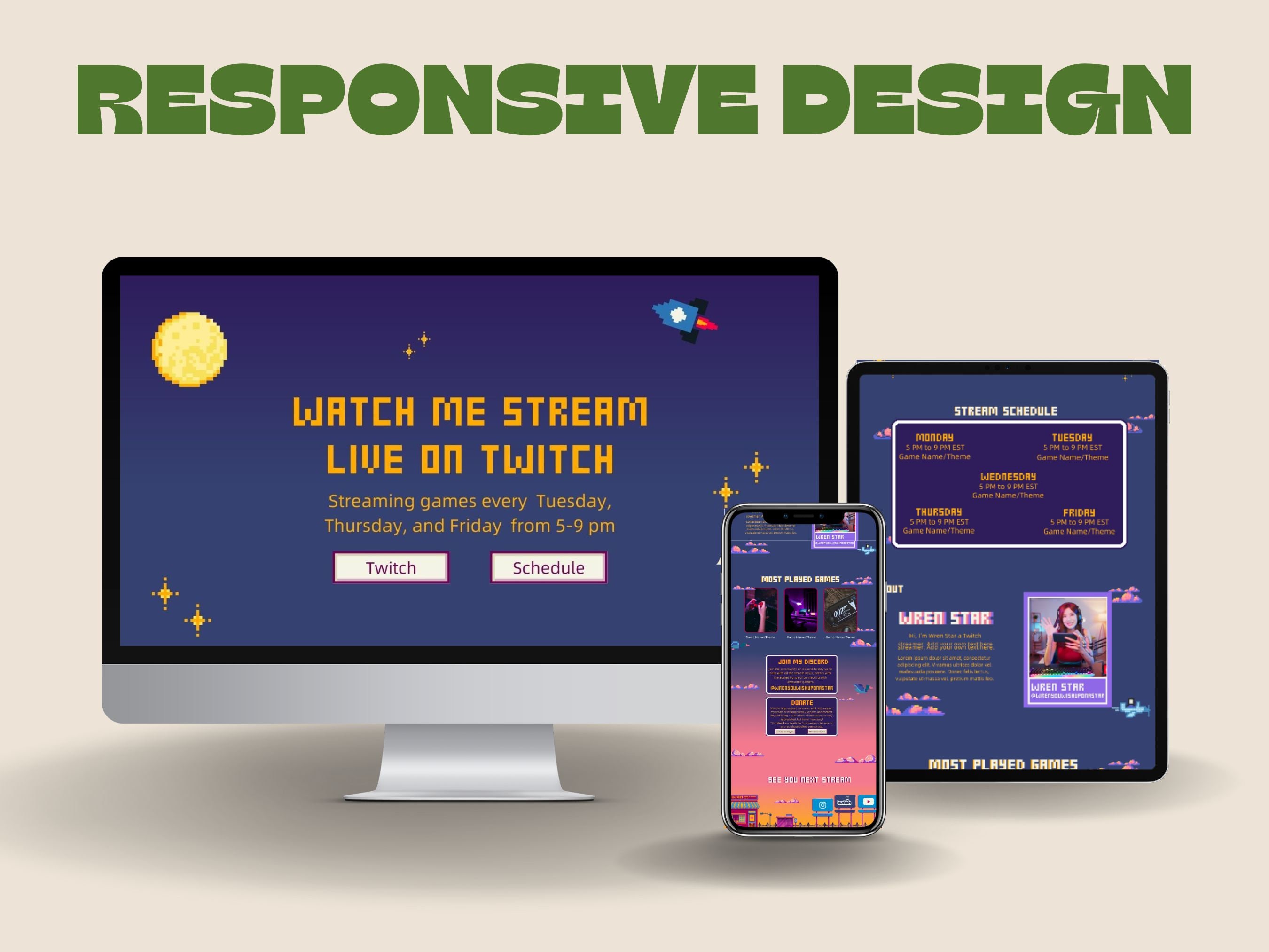 Pixel Life Canva Gaming Website Template Life Stream Twitch 