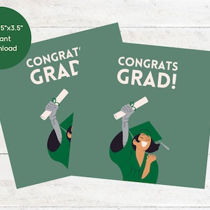 Graduation Class Of 2023 Favor Tag Template | Printable Cartoon Grad Party Gift Tag | Canva Editable Student Graduate Tag | Instant Download