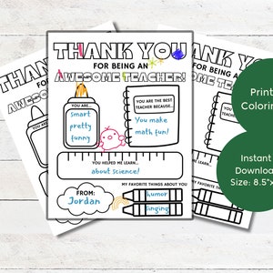 Teacher Appreciation Week Printable Teacher Appreciation Gift | Thank You Coloring Pages | School Kids Teacher Gifts | Instant Download