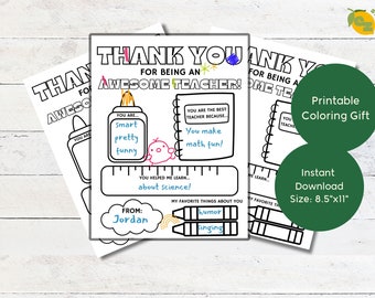 Teacher Appreciation Coloring Page: Thank You Gift (Digital Download)
