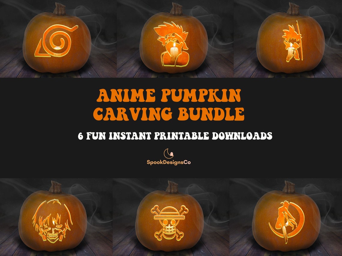 Printable Anime Pumpkin Stencil Bundle Characters Favorite Popular Printable Anime Pumpkin Stencil Bundle Characters Favorite Popular