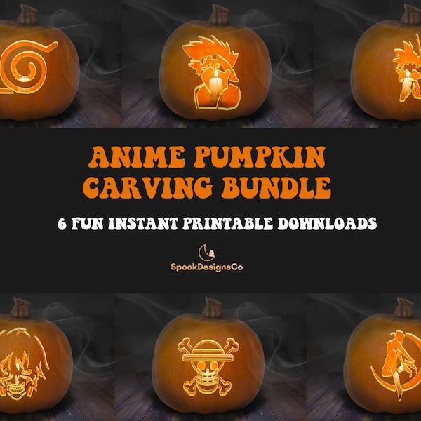 Printable Anime Pumpkin Stencil Bundle | Characters Favorite | Popular Anime Pumpkin Carving Stencil