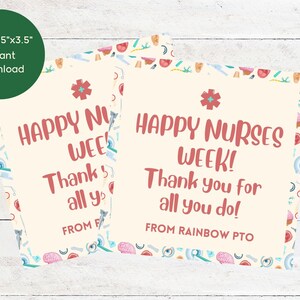 Nurse Week Appreciation Gift Tag | Nurse Appreciation | Happy Nurse Week Gift Tag | Instant Download | Canva Editable Nurse Thank You Tag