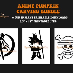 Printable Anime Pumpkin Stencil Bundle Characters Favorite Popular ...