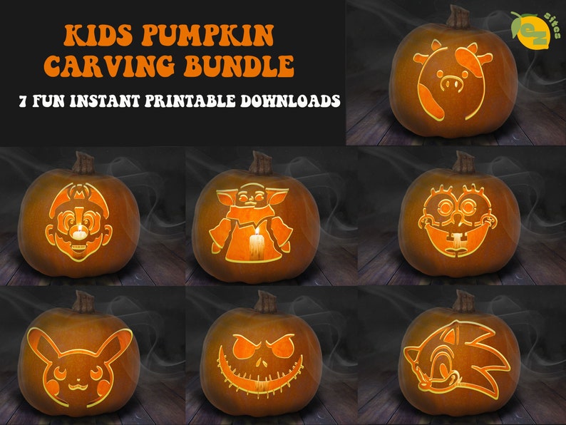 7 Printable Kids Jack-o-lantern Pumpkin Carving Stencil Patterns ...