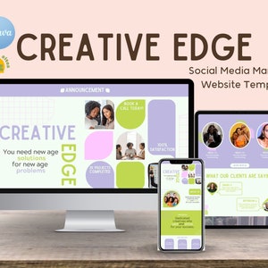 Canva Website Template for Social Media Agency | Social Media Manager Landing Page | Agency Portfolio Template | Bright Bold Modern Websites