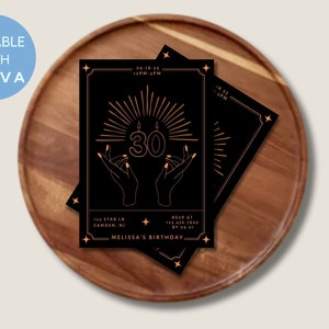 30. Geburtstag Tarot Karte Party Einladung | Mystische Geburtstagseinladung | Mystische Party Evite | Sofortiger Download Mit Canva bearbeiten