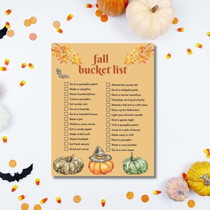 Yellow Fall Bucket List Themed Halloween Bucket List Printable for Family for Fall Fun Things to Do In Fall