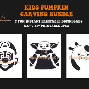 7 Printable Kids Jack-o-lantern Pumpkin Carving Stencil - Etsy