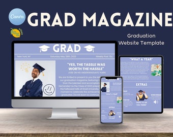 Canva Graduation Announcement Website Template: Modern Magazine Design (Digital Download)