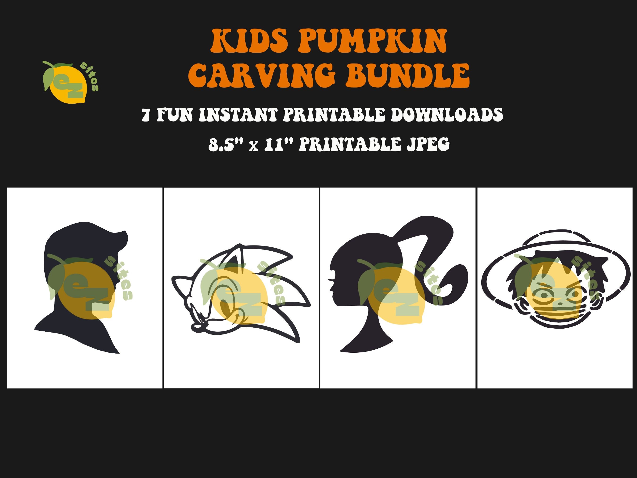 7 Printable Kids Jack-o-lantern Pumpkin Carving Stencil Patterns | Halloween Party Bundle - Etsy