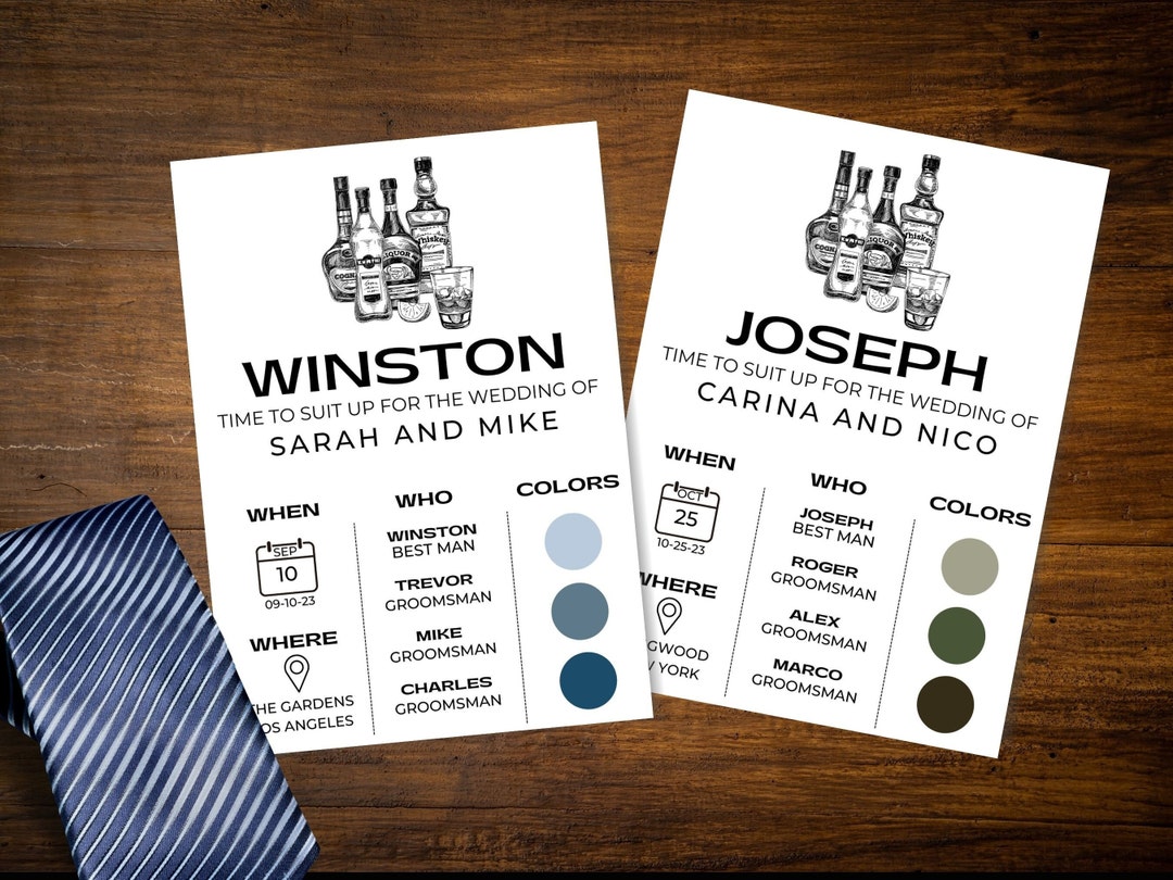 Groomsmen Info Card, Printable Groomsmen Information Card, Groomsmen ...