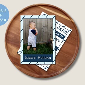 Editable Baseball Card Invitation | Sports Birthday Invite Party | Baseball Birthday Invitation with Photo | Edit with Canva | Boys Birthday