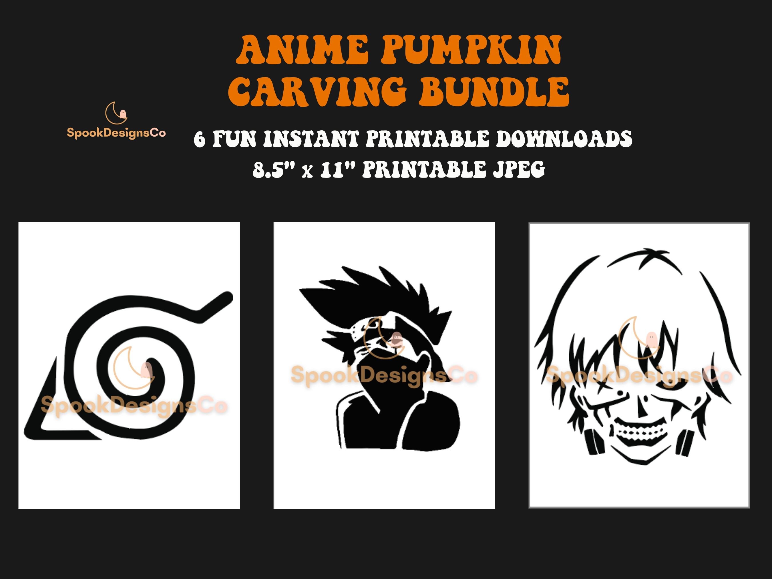 Printable Anime Pumpkin Stencil Bundle Characters Favorite Popular