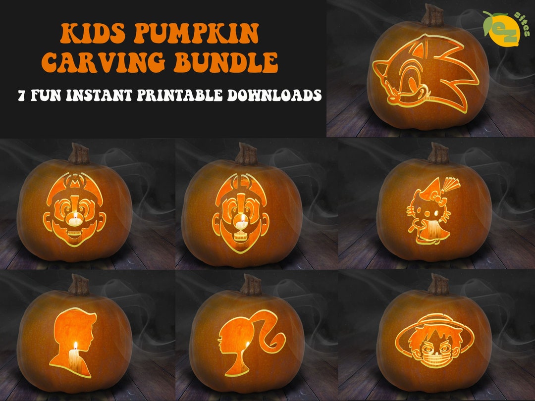 7 Printable Kids Jack-o-lantern Pumpkin Carving Stencil