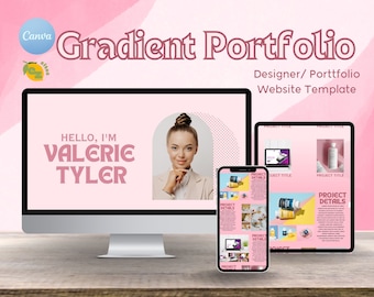 Plantilla de sitio web de portafolio con degradado: Diseño minimalista de Canva