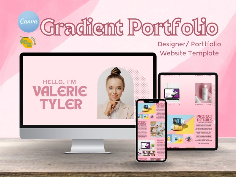 Gradient Portfolio Website Template: Minimalist Canva Design - Etsy