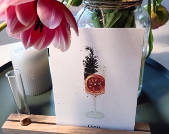 Muttertag Vatertag individuelle Bilder Leiste Fotos Postkarten Notizen - Eiche mit einer Nut + Reagenzglas Vase für Trocken oder frisch Blum