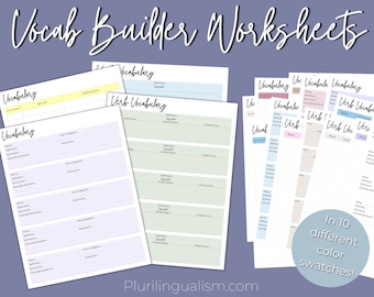 Vocabulary Builder Worksheets | Verb Vocabulary Worksheet, Detailed Vocabulary Worksheet, Simple Vocab Worksheet, Foreign Language Vocab