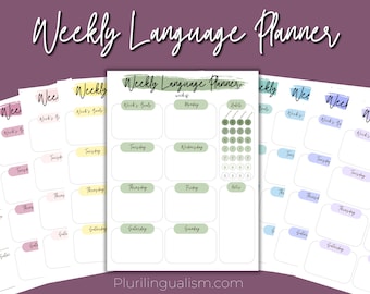 Weekly Language Study Planner | Language Printable, Weekly Language Tracker, Language Habit Tracker, Weekly Study Planner, Language Planner