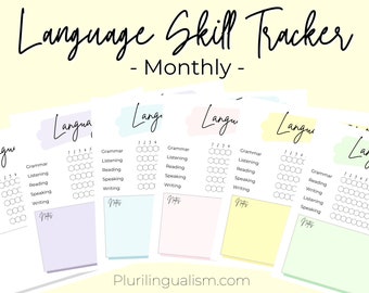 Monthly Language Skill Tracker | Language Tracker, Monthly Skill Tracker, Language Learning Printable, Study Planner, Foreign Language Skill