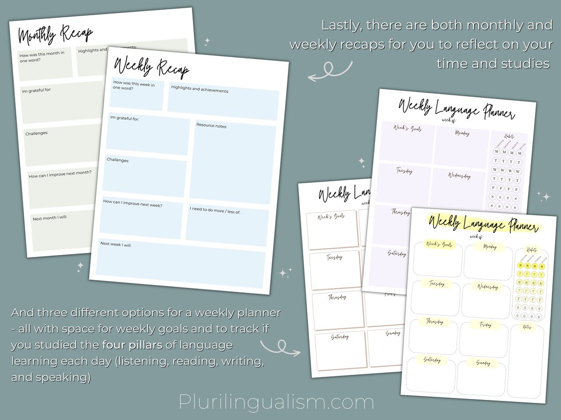 Language Success Printable Bundle Language Goal Setting Printable