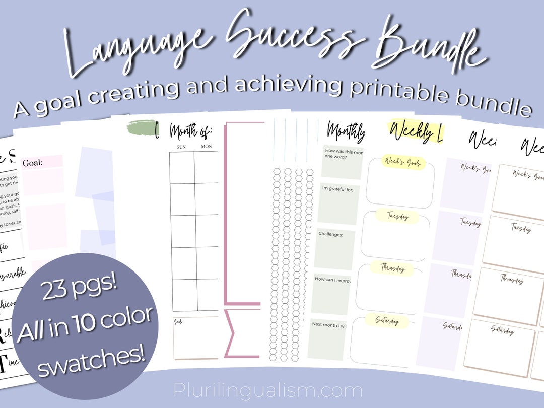 Language Success Printable Bundle Language Goal Setting Printable