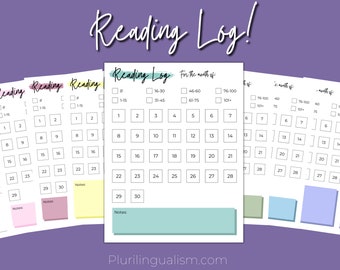 Page Log for Readers | Page Tracker, Booklover Printable, Reading Printable Tracker, Book Worm Tracker, Foreign Language Reading Tracker