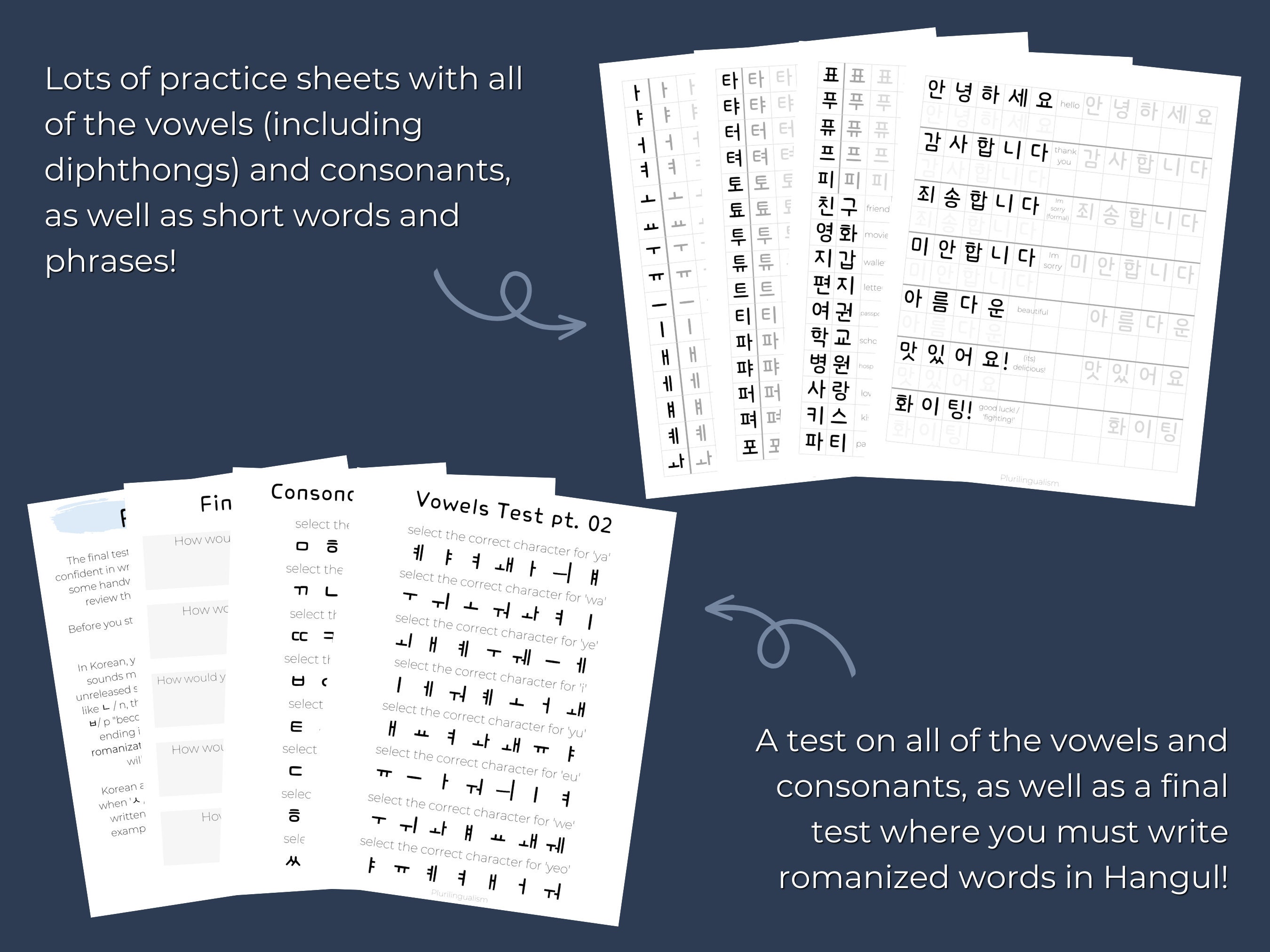 Korean Alphabet (hangul) Printable Bundle Beginner Korean Worksheet, Korean Study Pack, Korean