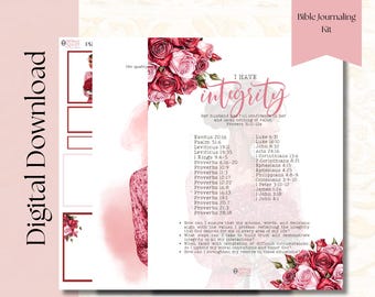 I Have Integrity Bible Study Kit, Printable, Christian Faith, Scripture Writing, Bible Journaling, Faith Planner, Christian Dashboard
