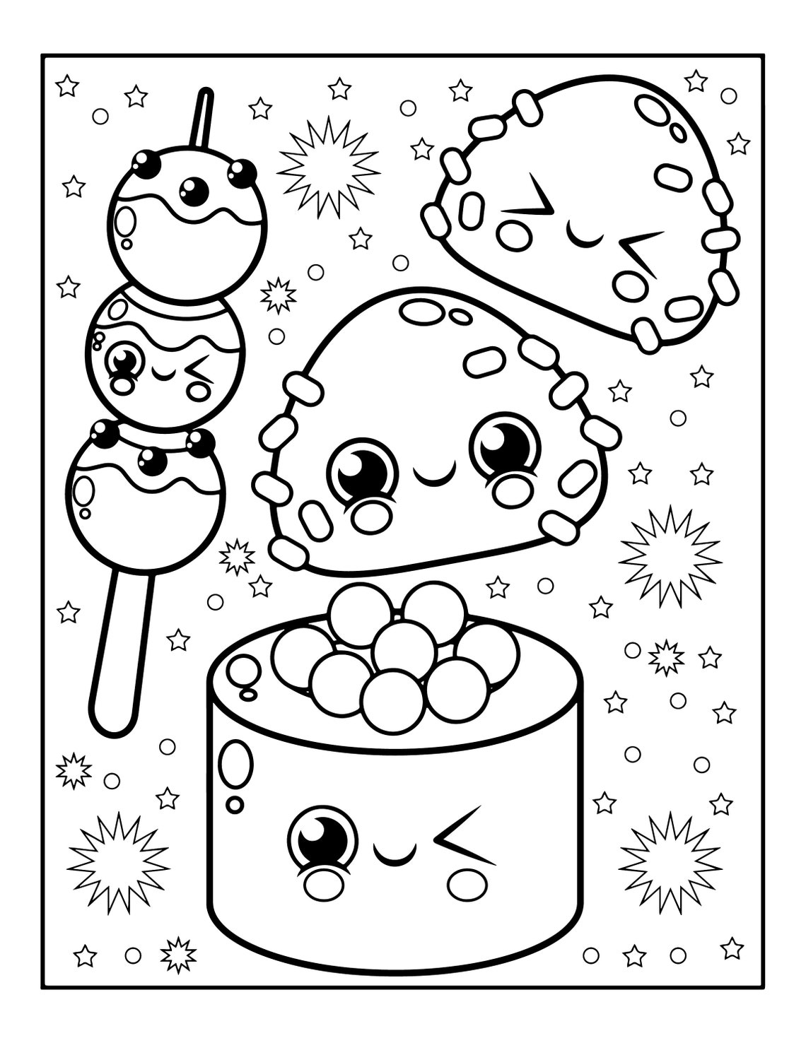 50 Printable Kawaii Food Colouring Pages Digital PDF Download Kawaii ...