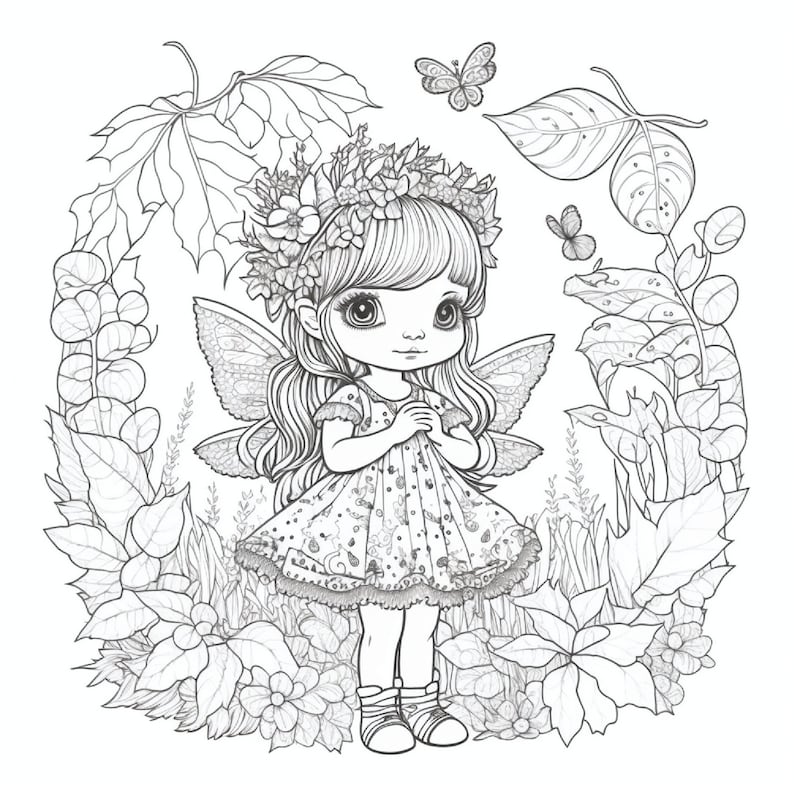50 Printable Adult Fairy Colouring Pages Digital PDF Download Fairy Colouring Book, Activity ...